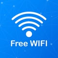 Free wifi zone blue icon. Free wifi here sign concept. Vector illustration. Royalty Free Stock Photo